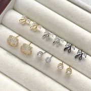 ピアスポスト金具 ラインストーン りぼん ピアスパーツ アクセサリーパーツ デザインピアス ハンドメイド