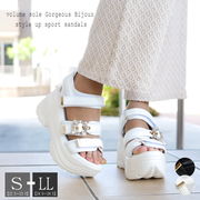 【2025年春夏新作】スポサン バックベルトサンダル プラットフォーム バックル ビジュー ベルクロ 3e 軽量