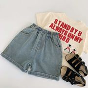2025春夏子供服 シンプル ショートパンツ 韓国風 キッズ服 ボトムス ジーンズ デニムパンツ[80~140cm]