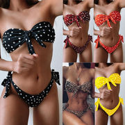 水着 ドット柄 ブラ ビキニ  bikini レディース セパレート水着 三角ビキニ 2点セット 大人可愛い