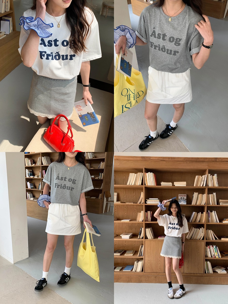 アルファベットのプリントの新しいモデルの半袖のTシャツの女性です