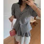 2025年INS 春夏新作　おしゃれ　シャツコート+レース飾りミニスカート 　韓国ファッション