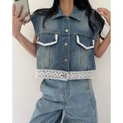 2025年INS 春夏新作　ゆったり　レトロ　ブルー　デニム　コート　ジャケット