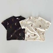 ベビー夏服 コットン半袖トップス 薄手男女兼用カートゥーンTシャツ インナーとしても