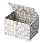 グリッドフタ付きバスケット　収納/小物入れ/雑貨/棚飾り/カゴ