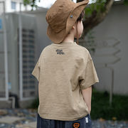 [90-140cm]  男の子 アウトドアTシャツ 通気・吸汗・スラブコットン キャンプ 外遊び 半袖トップス キッズ