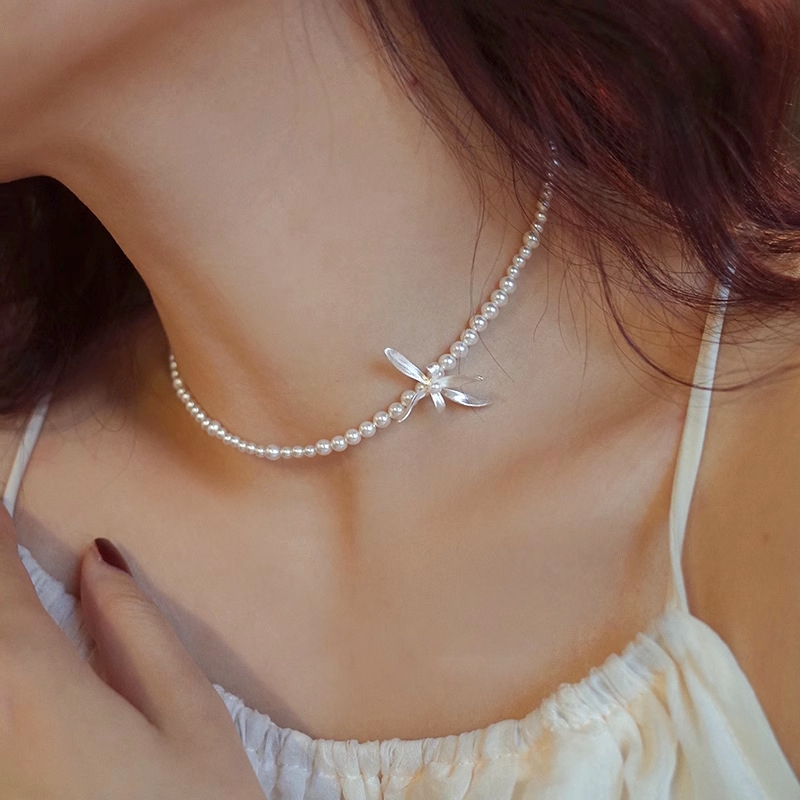 パールネックレス お花 個性的 S925 シルバーアクセサリー アレルギー対応 おしゃれ 大人かわいい 上品