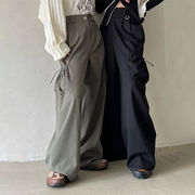 LIME☆無地 バックゴム仕様 機能性ポケット ルーズワークパンツ スタイリッシュ パンツ