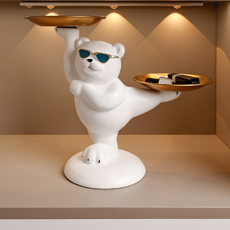 玄関収納 鍵置き 熊 くま キーホルダー キースタンド トレイ