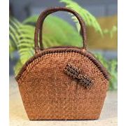 網代編み　巾着　山葡萄かごバッグ　籠バッグ　手作り　天然素材