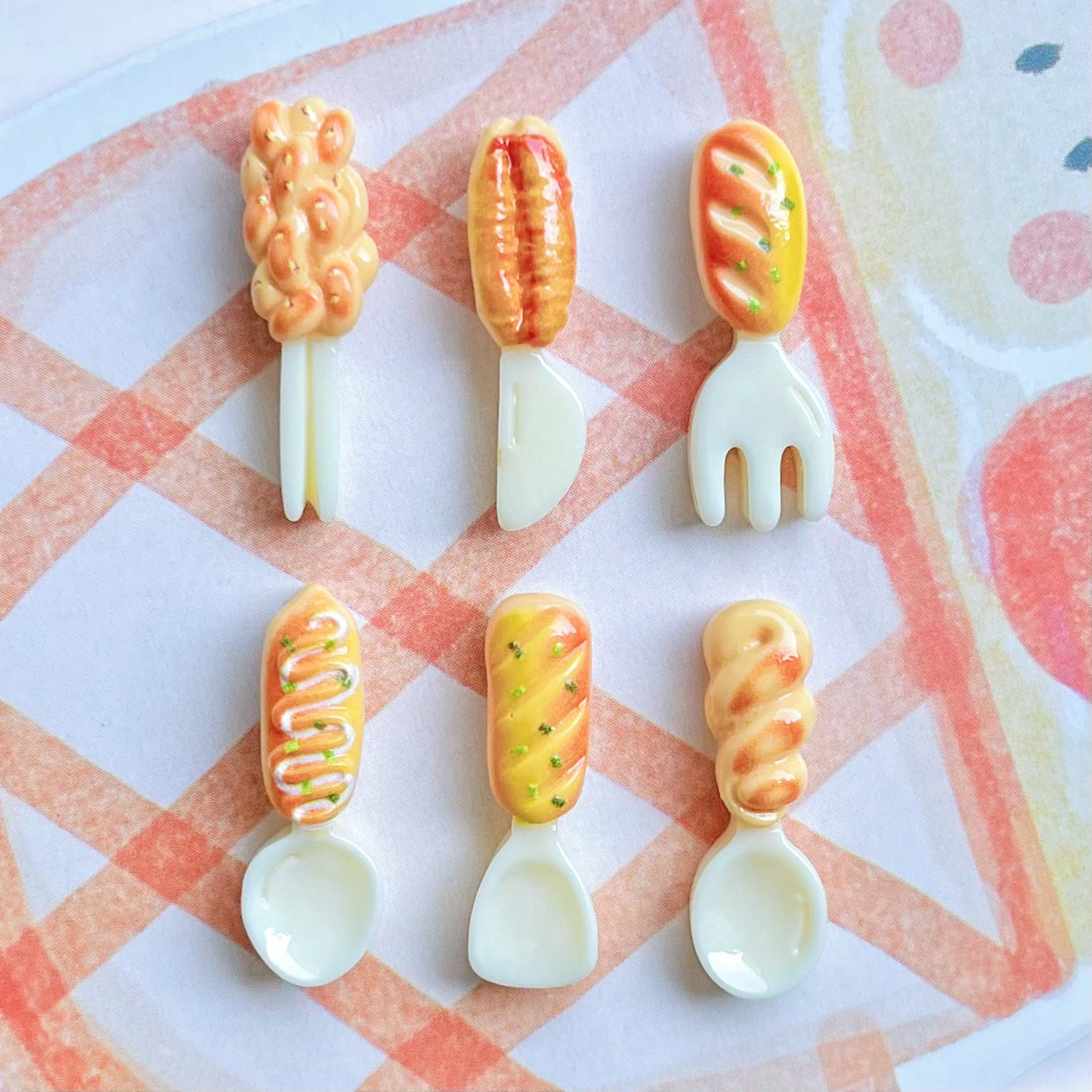 菓子パンスプーン フォーク ナイフ お箸 樹脂パーツ デコパーツ DIYパーツ 手芸 ハンドメイド ドールハウス