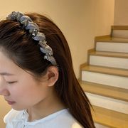 2025新作★キラキララインストーン幅広ヘアバンド★エレガントブラックパーティーヘアバンド