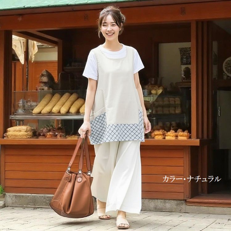 【夏物値下げ】さらりとした肌触り 麻混 Aラインチュニック
