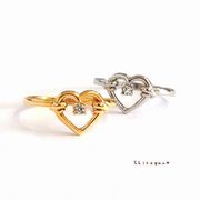 【日本製】Open Heart☆クリスタル＆ハートリング【高品質クリスタル使用】/BR-604