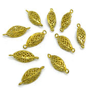 【在庫限り】 メタル合金パーツ 約20x8x6mm （丸カン内径1.2mm） ゴールドカラー 《10個》 金具
