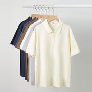 メンズ ユニセックス ボダン付き ポロ襟Tシャツ 半袖トップス 男女兼用 ストリート系 カジュアル★全7色