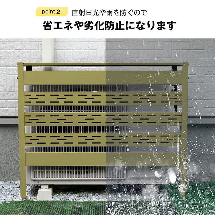 新型エアコンカバー 室外機 通気口 雪 日よけ ルーバー 目隠し