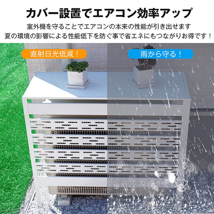 新型エアコンカバー 室外機 通気口 雪 日よけ ルーバー 目隠し