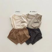 全2色[73-100cm]  子供2点セット 無地 タンクトップ+パンツ セットアッブ ベビー キッズ 子供服