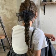 リボンチュールヘアゴム　ヘアアクセサリー　レディース　デザイン　韓国風　髪飾り