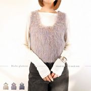□　期間限定特価　□ ミックスシャギー　Uネック　ベスト(32813)