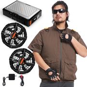 空調作業服 半袖 43V超高電圧 ファンバッテリーセット EVE製高性能21700型電池 6段階風速 急速充電