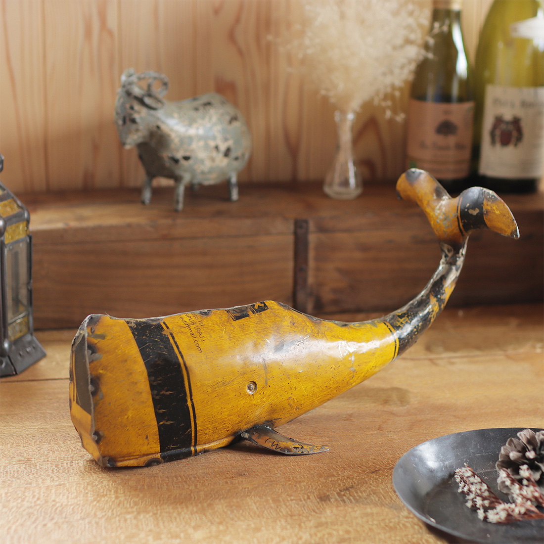 ブロカント アイアン リサイクルクジラ[置物動物くじら鯨鉄古道具レトロアンティーク25AW]