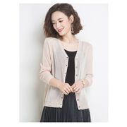 女性カーディガン夏長袖アイスシルクニットウェア薄エアコンサンクリーンシャツトップ