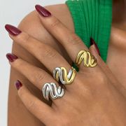 バイカラー指輪　ステンレス リング「高品質」アクセサリー アレルギー対応 デザイン18Kリング