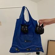 黒猫 ポリエステルショッピングバッグ折りたたみ式エコフレンドリーショッピングバッグ