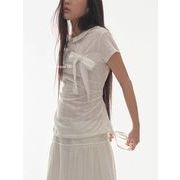 リボンブラウス　レディース　INS　韓国ファッション　デザイン