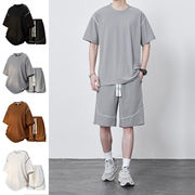 メンズ スポーツ風 冷感 半袖 Tシャツ 男女兼用 ショートパンツ セットアップ 春夏 新作★全4色