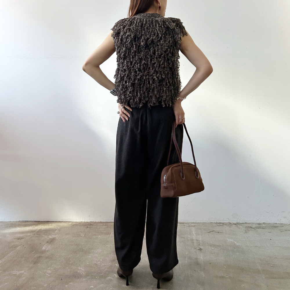 anuke フリンジニットベスト ダークグレー 2025新作予約】フリンジニットベスト | 卸売・ 問屋・仕入れの