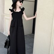 女の子夏ワンピーススリーブプリーツウエストワンピース