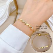 2025新作 韓国風 波モチーフ チェーンブレスレット レディース