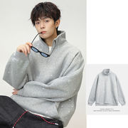 メンズ 秋新作 ハーフジップ スタンドネック スウェット ヴィンテージ風加工 カジュアル スポーツ風★