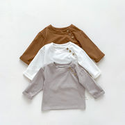 ins 秋新作　ベビー服　クルーネック　長袖Tシャツ　無地　柔らか　トップス　インナーシャツ　子供服
