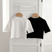 ins 秋新作　ベビー服　ハーフハイカラー　Tシャツ　女の子　トップス　子供服　インナーシャツ　上着