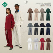 メンズファッション 無地 裏起毛 トレーナー 男女兼用 ジョガーパンツ セットアップ 秋冬★全6色