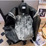 トップス アメリカン風 アウター ジャケット  PU 切替 古着風 メンズ