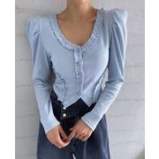 トップス Tシャツ ブラウス ｖネック 長袖 カットソー スリム