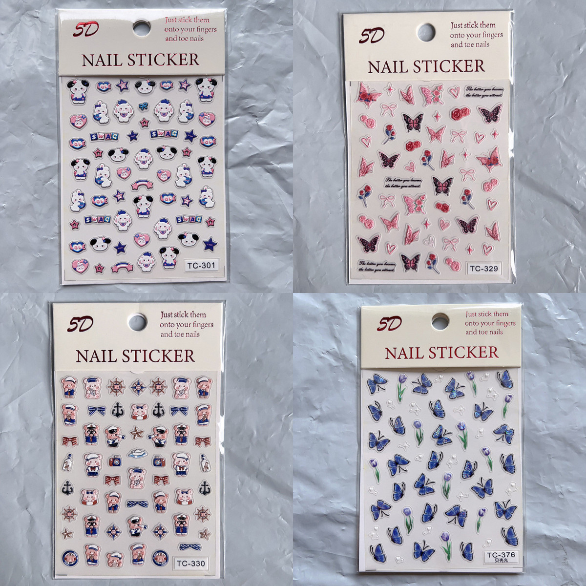 ネイルシール 動物 ジェルネイル ネイルテッカー 貼るだけ かわいい 花 ドット 猫 犬 兎 熊 立体 5D