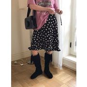 ドット柄フリルスカート　レディース　INS　韓国ファッション