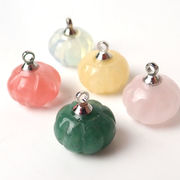 天然石　【1個】 チャーム かぼちゃ型 約12mm  ハンドメイド アクセサリー  トップ ピアス 製作 素材