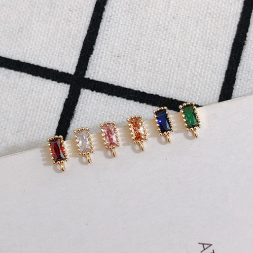 ピアス レディース アクセサリーパーツ スクエア カラーストーン カン付き ラインストーン ポストピアス