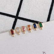 ピアス レディース アクセサリーパーツ スクエア カラーストーン カン付き ラインストーン ポストピアス