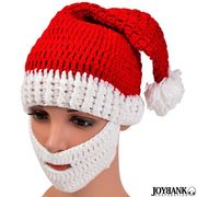 毛糸のニットサンタ帽子☆キッズ【ひげ付き/おもしろ/クリスマス/ユニーク/パーティ/コスプレ/xmas】