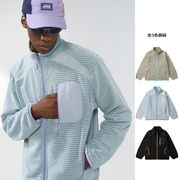 メンズ 冬新作 アウトドア ウェーブ柄 切り替えデザイン フルジップ 裏起毛 スウェットジャケット★全3色