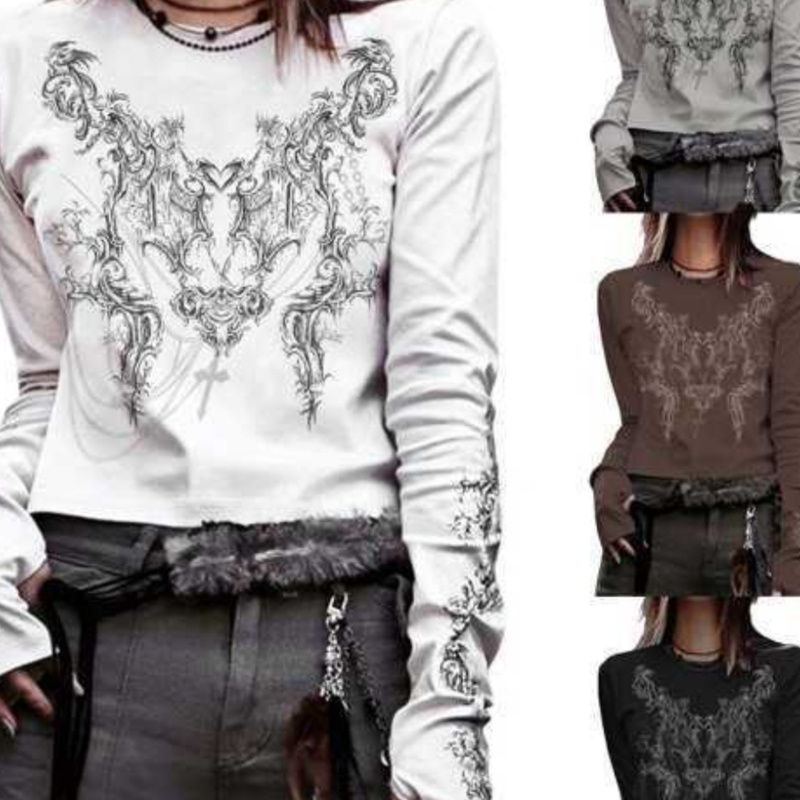 長袖Tシャツ ラウンドネック カジュアル インナー トップス レディース