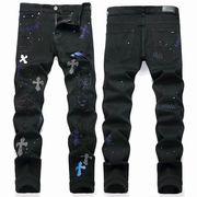 メンズ ラインストーン デニム パンツ 男女兼用 ストリート系 ボトムス 春秋 2025新作★